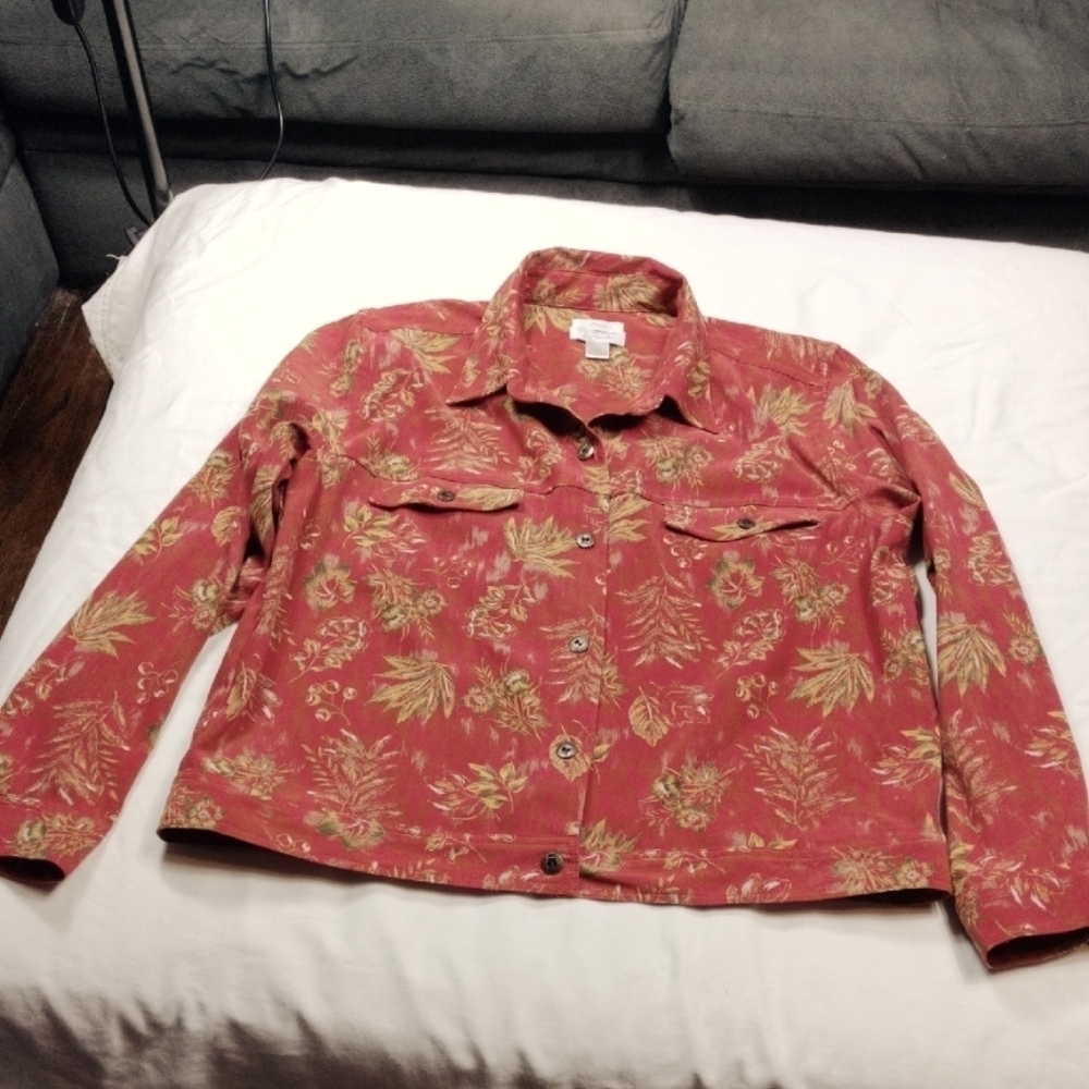 Christopher & Banks Womens Floral Burnt Orange  Jacket